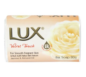 LUX BAR SOAP 80GM VELVET TOUCH JASMINEALMOND OIL