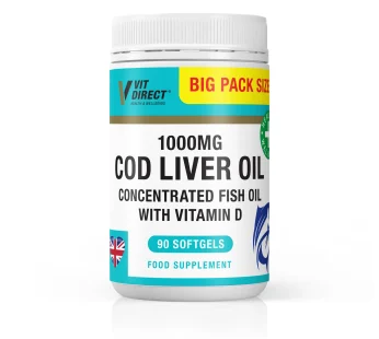 Vit Direct Cod Liver Oil 1000mg 90 Softgel Capsules